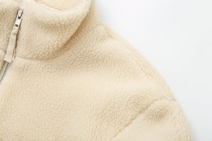 Blouson Douillet à Effet Laineux avec Poches