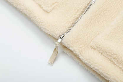 Blouson Douillet à Effet Laineux avec Poches