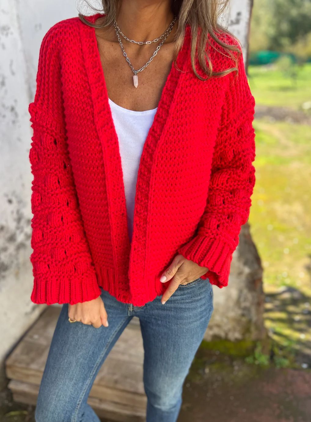 Gilet en Maille Torsadée pour Femme