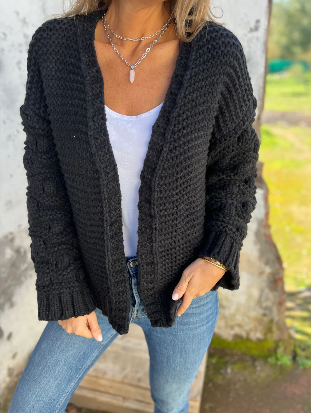 Gilet en Maille Torsadée pour Femme