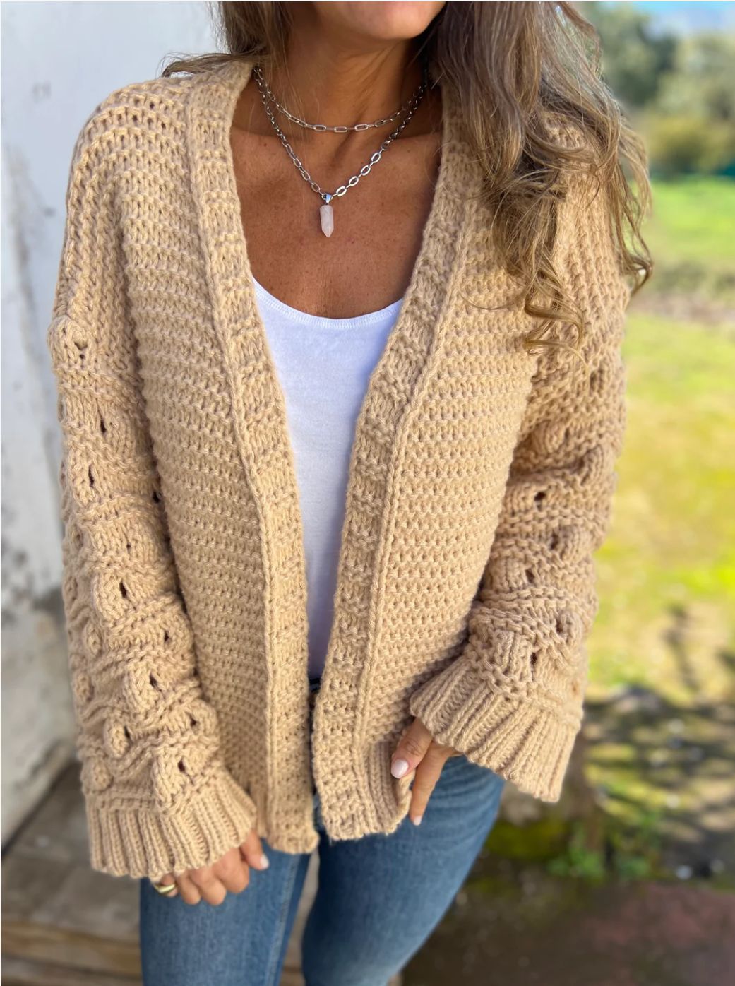 Gilet en Maille Torsadée pour Femme