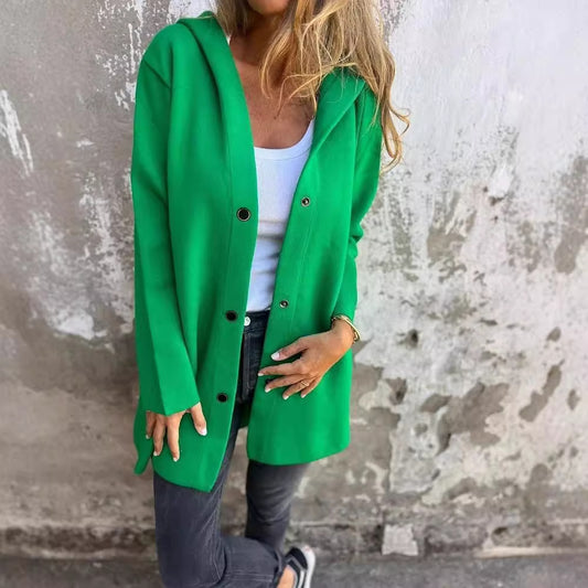 Manteau Élégant à Col Revers et Grandes Poches pour Femme