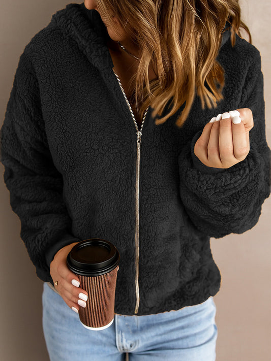 Veste Femme Zippée en Tissu Laineux