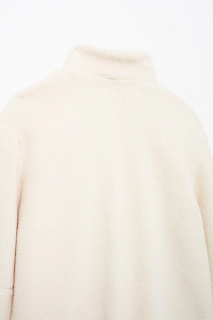 Blouson Douillet à Effet Laineux avec Poches