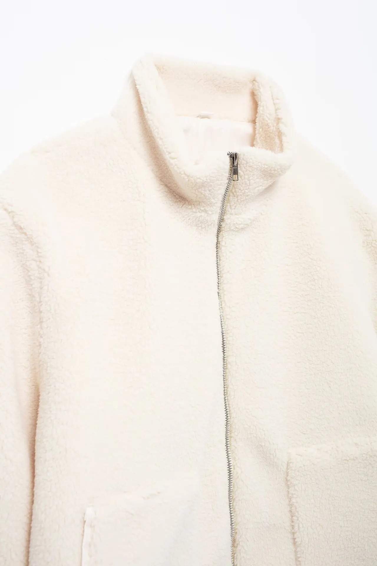 Blouson Douillet à Effet Laineux avec Poches