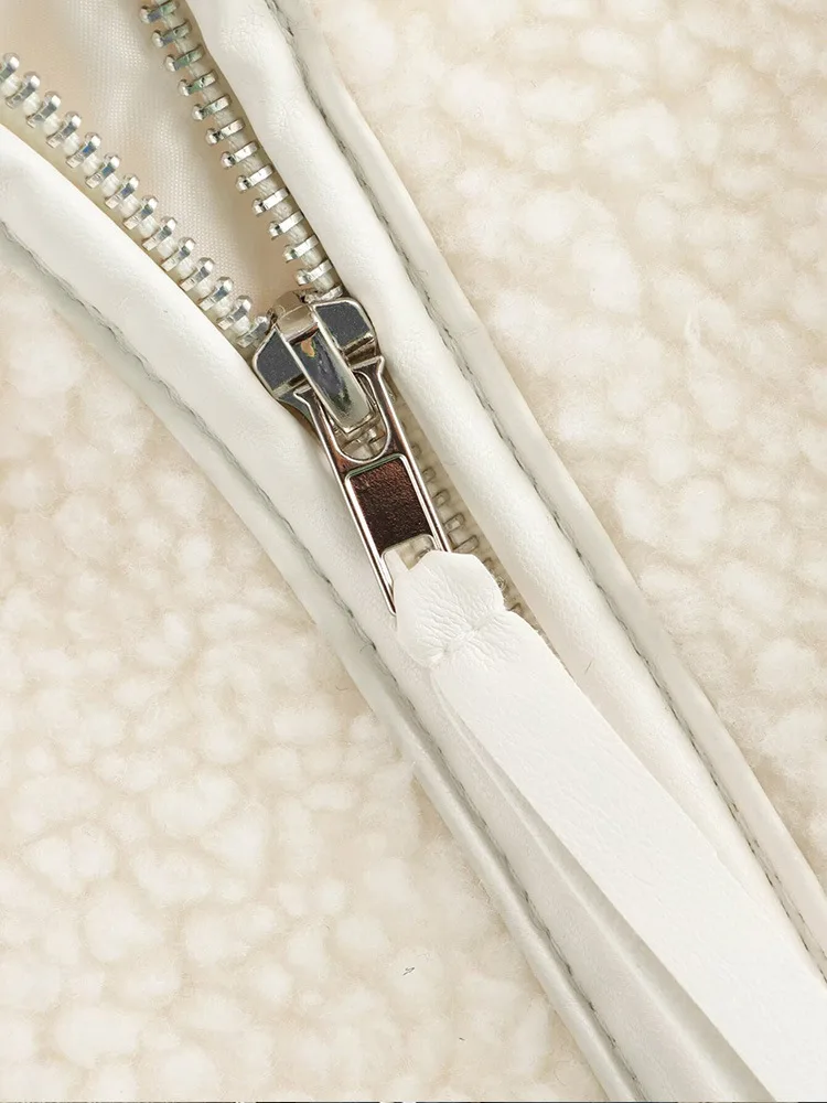 Blouson Douillet à Effet Laineux avec Poches
