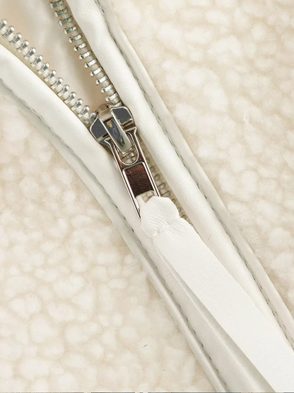 Blouson Douillet à Effet Laineux avec Poches