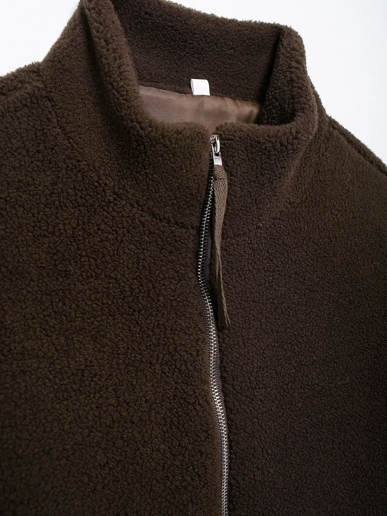 Blouson Douillet à Effet Laineux avec Poches