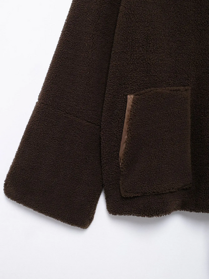 Blouson Douillet à Effet Laineux avec Poches
