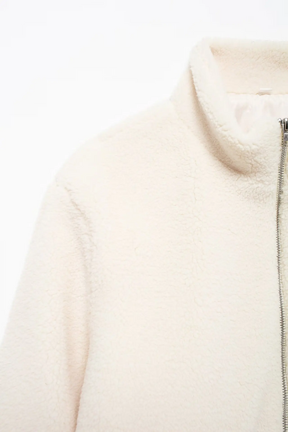 Blouson Douillet à Effet Laineux avec Poches