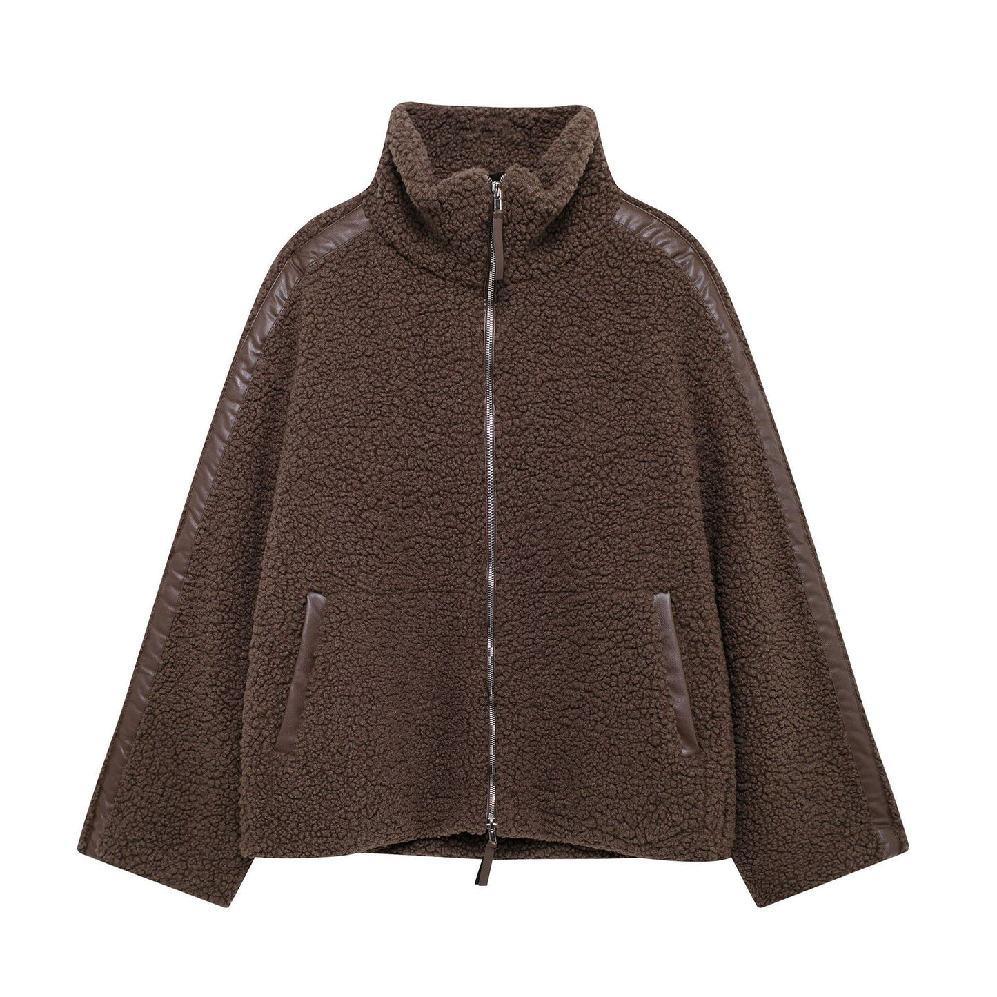 Blouson Douillet à Effet Laineux avec Poches
