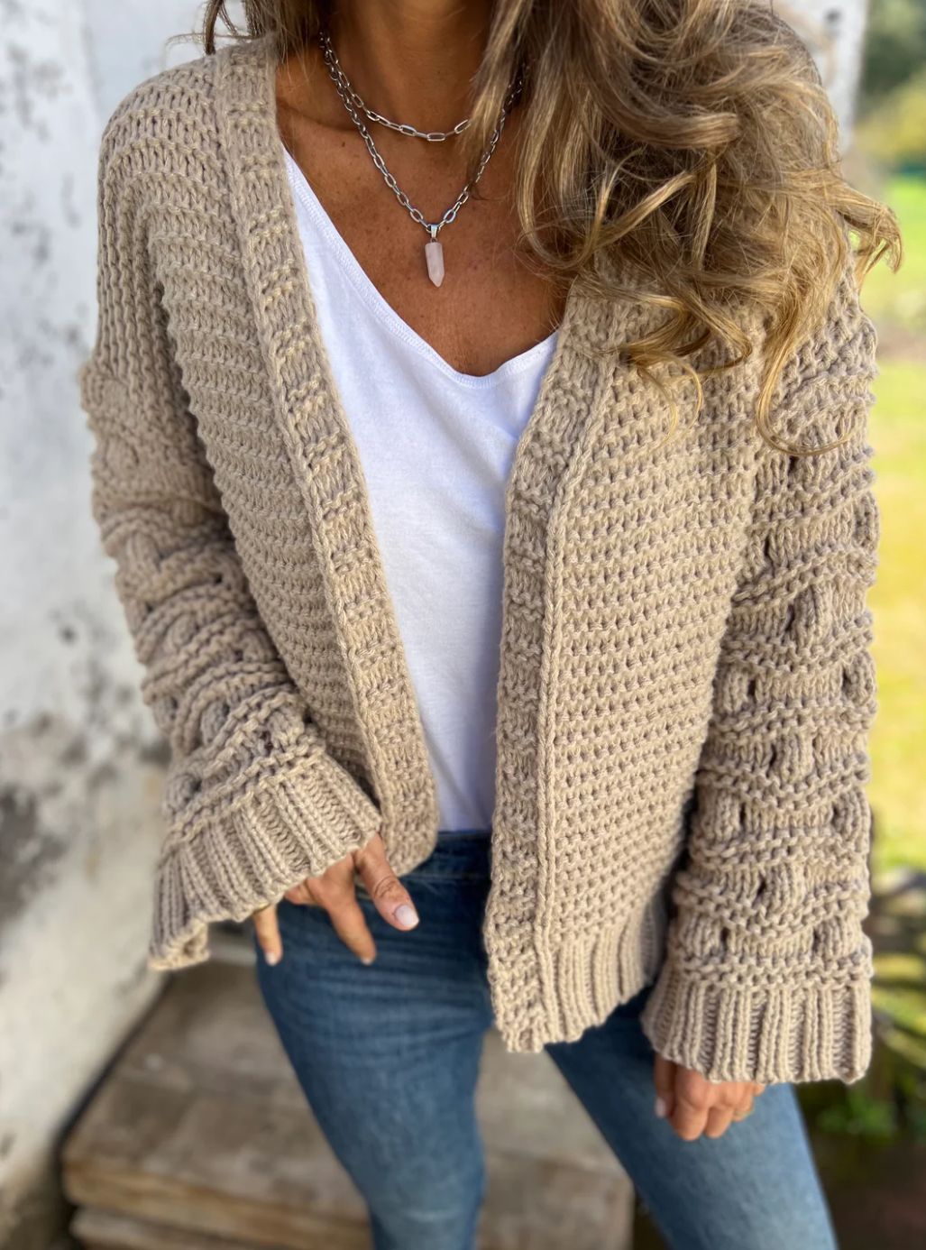 Gilet en Maille Torsadée pour Femme