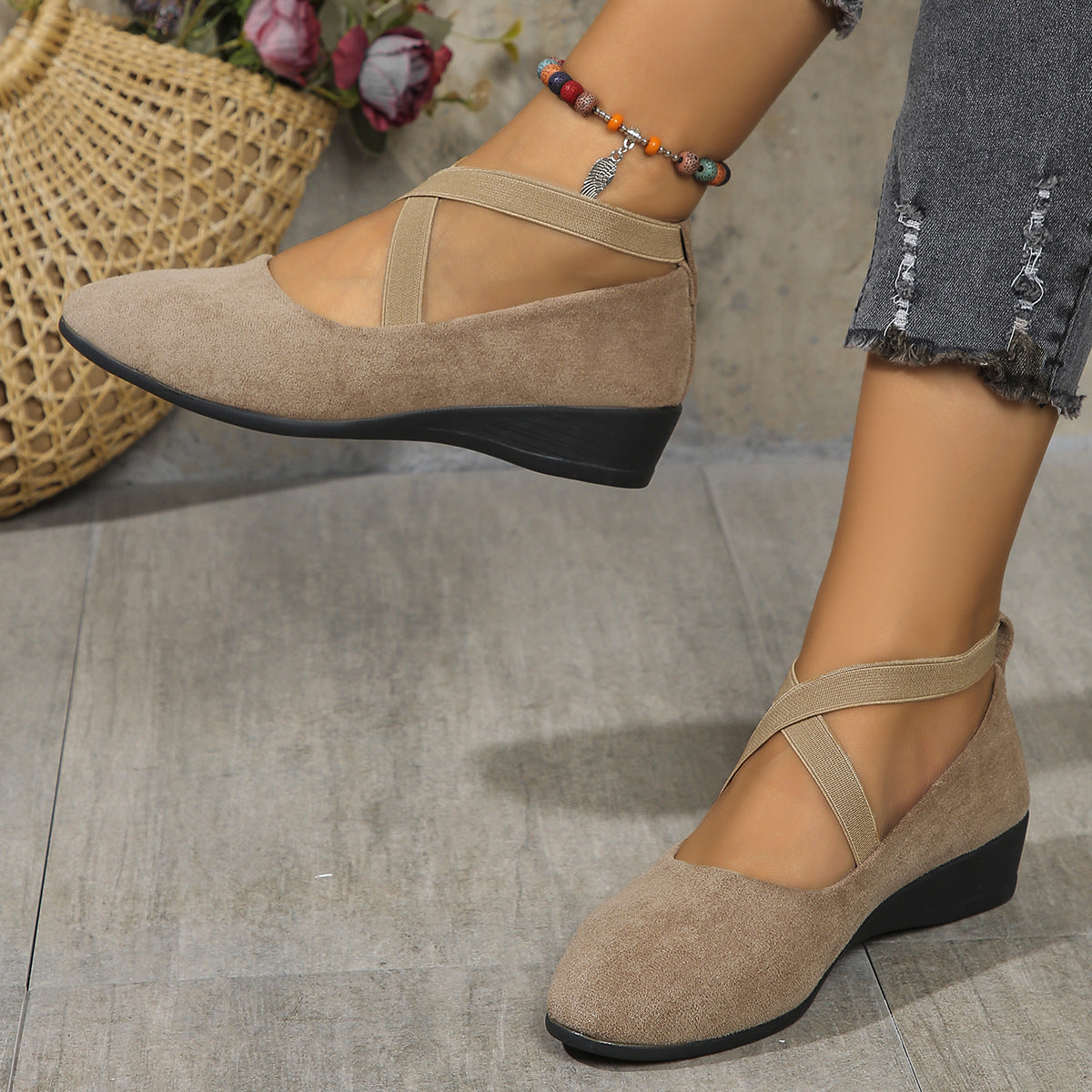 Ballerines À Talons Compensés Fermées